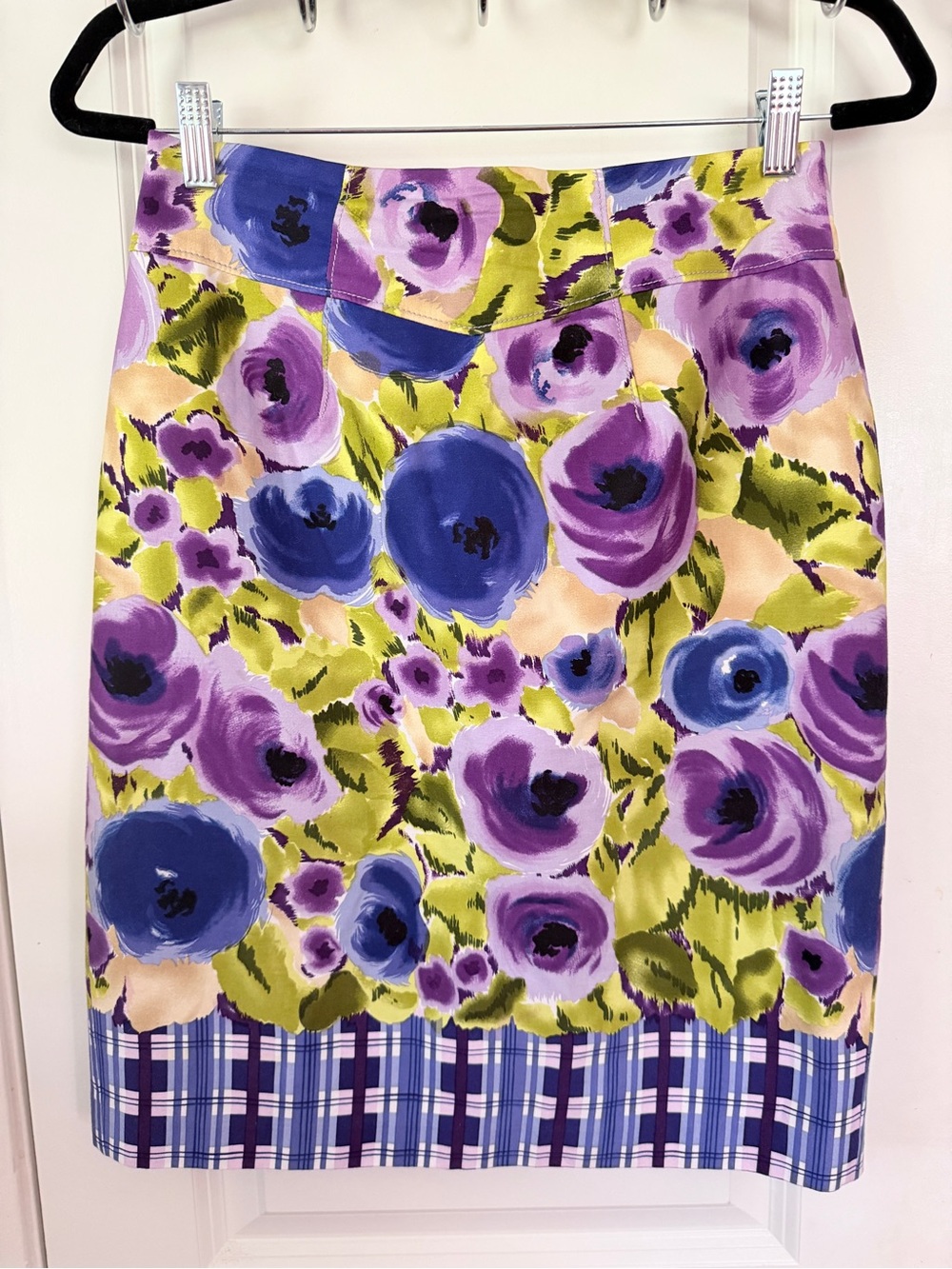 Anthropologie - Yoana Baraschi Purple and Blue Floral Pencil Skirt